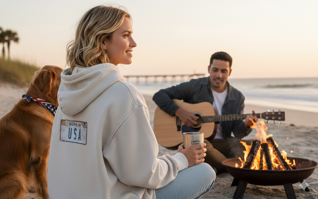 Liberty Coast "Born in USA" Snow Wash Hoodie